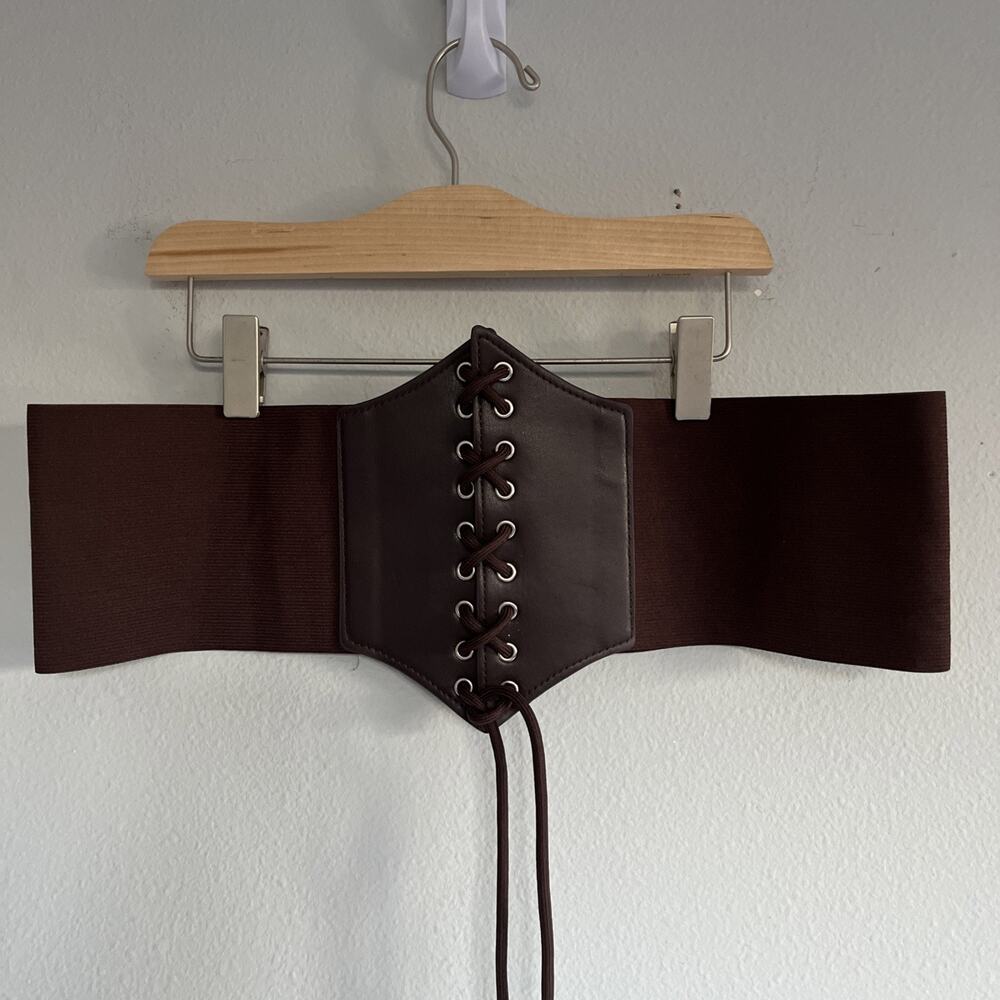 Corset Belt Brown Lace-up Under Bust Renaissance Peasant Festival Costume Sz XL